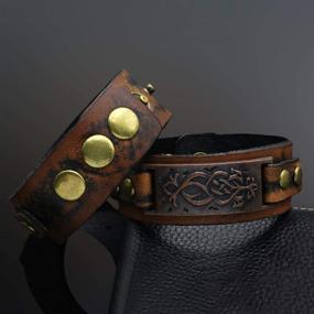 img 3 attached to 🐢 TURTLEDOVE Dara Celtic Knot Bracelet - Adjustable Viking Bracelet with Vintage Totem - Metal and Leather Bracelet for Enhanced SEO