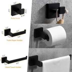 img 1 attached to 🚽 VELIMAX Premium Stainless Steel 6-Piece Bathroom Hardware Set - Wall Mounted Bathroom Accessories Kit incl. Modern Towel Bar Set - Available in 23.6 Inches and 30 Inches - Elegant Matte Black Design