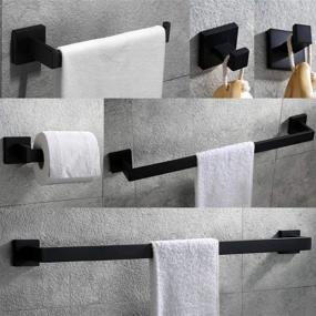 img 2 attached to 🚽 VELIMAX Premium Stainless Steel 6-Piece Bathroom Hardware Set - Wall Mounted Bathroom Accessories Kit incl. Modern Towel Bar Set - Available in 23.6 Inches and 30 Inches - Elegant Matte Black Design