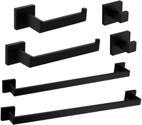 img 4 attached to 🚽 VELIMAX Premium Stainless Steel 6-Piece Bathroom Hardware Set - Wall Mounted Bathroom Accessories Kit incl. Modern Towel Bar Set - Available in 23.6 Inches and 30 Inches - Elegant Matte Black Design
