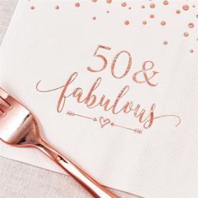 img 1 attached to Crisky Rose Gold 50th Birthday Party Supplies Set - 50 Fabulous Napkins Plates Cups, Disposable Tableware Pack of 24 (9-inch Plates, 7-inch Plates, Luncheon Napkins, 9oz Cups)