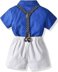 img 1 attached to Charming Boys' Clothing Set: Sleeve Button Bowtie Suspender Attire