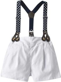 img 2 attached to Charming Boys' Clothing Set: Sleeve Button Bowtie Suspender Attire