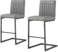 new pacific direct ronan pu leather counter stools, 🪑 set of 2 bar & counter chairs, vintage graphite gray finish logo