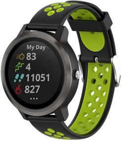 img 3 attached to Premium Black Green Silicone Replacement Bands for Garmin Vivoactive 3 and Forerunner 645 Music - Meifox Vivoactive 3 Bands
