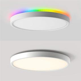 img 2 attached to Enhance Your Space with the 2-in-1 Smart LED Flush Mount Ceiling Light + Backlight: WiFi, Works with Alexa, Google Home |12 Inch, 24W(200W Equivalent), 2000 LM | Fully Dimmable by APP