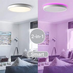 img 1 attached to Enhance Your Space with the 2-in-1 Smart LED Flush Mount Ceiling Light + Backlight: WiFi, Works with Alexa, Google Home |12 Inch, 24W(200W Equivalent), 2000 LM | Fully Dimmable by APP