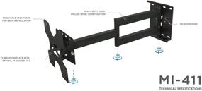 img 1 attached to 📺 Mount-It! Full Motion TV Wall Mount with 25 Inch Long Extension Swing Arm Bracket for Single Stud Installation, VESA 100, 200 mm, 100 Pound Weight Capacity