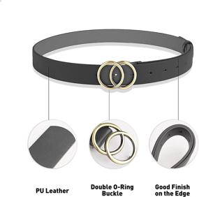 img 1 attached to Leather Belt Leather Waist Belts Double Buckle Dresses Women's Accessories
