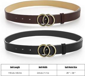 img 3 attached to Leather Belt Leather Waist Belts Double Buckle Dresses Women's Accessories