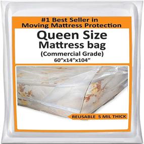 img 4 attached to 5-мильные плотные матрасные пакеты для переезда Queen - Толстый пластиковый защитник для хранения - многоразовые аксессуары для переезда кровати.