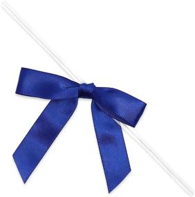 img 1 attached to 🎀 100-Pack Dark Blue Satin Bow Twist Ties: Ideal for Treat Bags