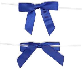 img 2 attached to 🎀 100-Pack Dark Blue Satin Bow Twist Ties: Ideal for Treat Bags