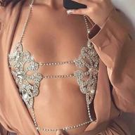 💎 green crystal bra chains rhinestone bra top floral chest chain silver body chain nightclub body jewelry for women and girls (a) logo