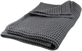 img 4 attached to High-Quality Waffle Weave Bath Sheet | 100% Organic Cotton – 🛀 Quick-Drying & Ultra-Absorbent | Soft, Lightweight & Thin | Fade-Resistant Slate Design