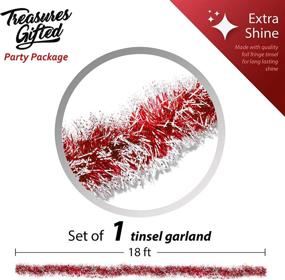 img 3 attached to 🎄 Christmas Red Frost Tip Tinsel Garland: Metallic Streamer for Festive Holiday, New Year, Celebrations - Indoor and Outdoor Ceiling Hanging Decorations & Disco Party Supplies by Treasures Gifted