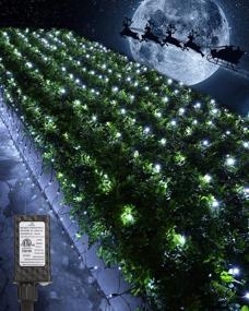 img 4 attached to 🎄 200 LED White Christmas Mesh Netting Lights - 7ftx5ft, 8 Modes with Timer, Low Voltage, Waterproof, Connectable, Green Wire - Perfect Outdoor/Indoor Decorations for Fence, Bush, or Christmas String Lights