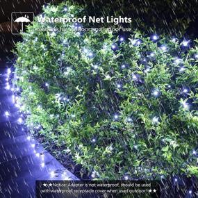 img 2 attached to 🎄 200 LED White Christmas Mesh Netting Lights - 7ftx5ft, 8 Modes with Timer, Low Voltage, Waterproof, Connectable, Green Wire - Perfect Outdoor/Indoor Decorations for Fence, Bush, or Christmas String Lights