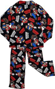 img 2 attached to 👖 Boys' Soft Knit Flannel Button Down Pajama Set inspired by SUPER MARIO