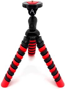 img 3 attached to 📷 eCostConnection 12-Inch Flexible Tripod with Wrappable Disc Legs, Red & Black, Quick-Release Plate, Bubble Level, and Cleaning Cloth