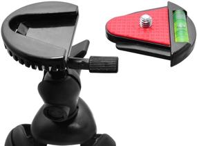 img 2 attached to 📷 eCostConnection 12-Inch Flexible Tripod with Wrappable Disc Legs, Red & Black, Quick-Release Plate, Bubble Level, and Cleaning Cloth