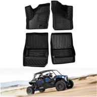 🏞️ kiwi master floor mats: all-weather liners for 2014-2021 polaris rzr xp 4 1000 900 s turbo 4 door - front & rear, black logo