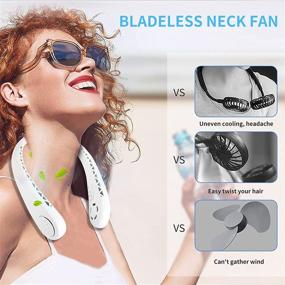 img 1 attached to 🔋 Stay Cool Anywhere with the Portable Neck Fan Cooling Portable Fan - Hands-Free & Bladeless, 3 Speed Wind Control, USB Rechargeable - Perfect for Travel, Sports, Outdoor Activities, Powered by 1800mAh Battery