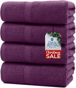 img 4 attached to 🛀 DAN RIVER 100% Cotton Bath Towel Set (Pack of 4) - Soft & Large Highly Absorbent Towels - Ideal for Daily Use, Pool, Home, Gym, Spa, Hotel - Purple Towel Set - 27x54 in - 600 GSM
