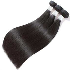 img 4 attached to 🔥 Pizazz 9A Unprocessed Virgin Human Hair Bundles with Closure - Brazilian Straight Hair 3 Bundles (14 16 18 inches) with 12-inch Closure