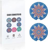 🎨 mandala ceramic coaster set with absorbent holder logo