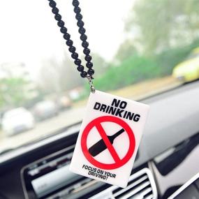 img 2 attached to INEBIZ Acrylic Double Sided NO Drinking Rearview Mirror Hanging Charm Dangling Beaded Pendant For Car Decoration (No Drinking)