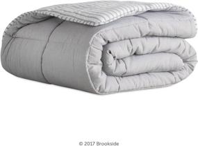 img 3 attached to BROOKSIDE Striped Chambray Comforter Set - Coastal Gray Twin XL - Reversible, Hypoallergenic, All Season with Pillow Sham - Down Alternative, Box Stitched Design