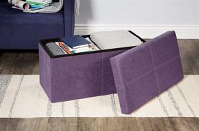 img 2 attached to 🔮 FHE 30 Inch Folding Storage Ottoman Bench in Purple Microsuede Fabric - Transformable for Extra Storage, Seating, and Foot Rest - Ideal for Family, Guests, and Decluttering