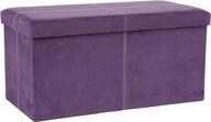 🔮 fhe 30 inch folding storage ottoman bench in purple microsuede fabric - transformable for extra storage, seating, and foot rest - ideal for family, guests, and decluttering логотип