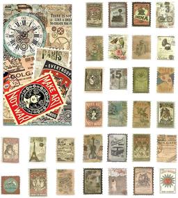 img 1 attached to 🌸 Vintage Scrapbook Stickers Pack: Retro Postage Stamp & Flower Designs, 210 Pcs, for Journaling, Scrapbooking, Laptop Planners, Phone Cases, and Diaries