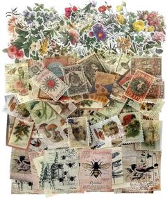 img 4 attached to 🌸 Vintage Scrapbook Stickers Pack: Retro Postage Stamp & Flower Designs, 210 Pcs, for Journaling, Scrapbooking, Laptop Planners, Phone Cases, and Diaries