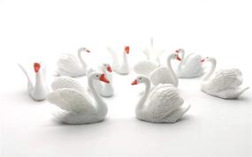 img 1 attached to 🦢 10-Piece White Swan Figurines Set | Swan Model Miniatures made of Plastic for DIY Fairy Gardens, Cake Toppers, Moss Landscapes, and Home Decor Collection