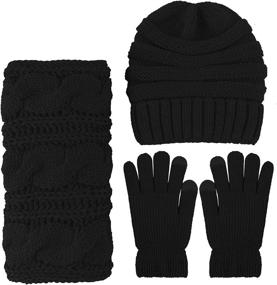 img 3 attached to 🧣 Ultra-Soft Winter Knitted Scarf, Beanie Hat, and Gloves Set - Perfect for Men and Women