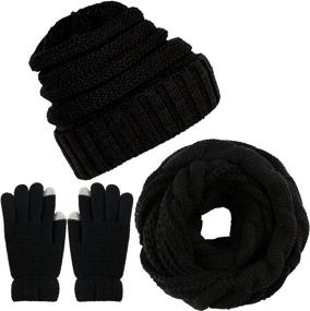 img 4 attached to 🧣 Ultra-Soft Winter Knitted Scarf, Beanie Hat, and Gloves Set - Perfect for Men and Women