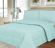 🛏️ down alternative polyester comforter box stitch microfiber bedding - twin size, light blue by sweet home collection logo