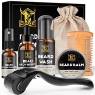 🧔 organic & natural areskey beard growth kit: derma roller, beard growth serum, beard wash, beard balm, roller cleanser, comb, storage bag - ideal beard grooming set for men logo