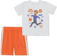 👕 kids' apparel network, ltd. blippi 2-piece set: short-sleeve tee shirt and mesh shorts for boys, toddler’s sports clothing logo