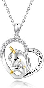 img 4 attached to 🦄 925 Sterling Silver Unicorn Necklace for Women Girls - Cute Animal Pendant with Unicorns in Heart, Rolo Chain Jewelry, 18 Inches - Perfect Mother Daughter Unicorn Necklace Gift