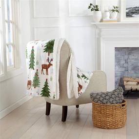 img 4 attached to 🦌 Cozy Up This Holiday Season with the Eve Collection Decorative Holiday Throw Blanket: Super Soft Fleece Sherpa (50" x 60", Deers, Trees & Snow)