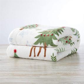 img 2 attached to 🦌 Cozy Up This Holiday Season with the Eve Collection Decorative Holiday Throw Blanket: Super Soft Fleece Sherpa (50" x 60", Deers, Trees & Snow)