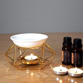 img 3 attached to Golden Wax Warmer: Stylish Ceramic & Iron Essential Oil Burner and Wax Melter – Perfect Aroma Diffuser & Candle Holder for Bedroom, Living Room, and Home Décor