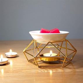 img 4 attached to Golden Wax Warmer: Stylish Ceramic & Iron Essential Oil Burner and Wax Melter – Perfect Aroma Diffuser & Candle Holder for Bedroom, Living Room, and Home Décor