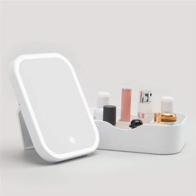 img 3 attached to SGUTEN Lighted Table Makeup Mirror: Portable, Rechargeable Vanity Mirror with LED Lights in White