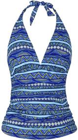 img 4 attached to Hilor Womens Plunging Shirred Tankini Women's Clothing in Dresses