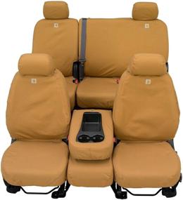 img 4 attached to 🚗 Custom Fit Brown Duck Weave Carhartt SeatSaver Seat Cover for Select Ram Models by Covercraft